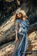 Mochila LennyHybrid Half Buckle, talla estándar, tejido jaqurad 100% lino - LOTUS - BLUE (grado B) #babywearing