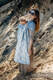 Fascia ad anelli, tessitura Jacquard (100% lino), spalla aperta - LOTUS - BLUE - taglia standard 1.8m #babywearing
