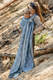 Baby Wrap, Jacquard Weave (100% linen) - LOTUS - BLUE - size M (grade B) #babywearing
