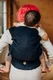 LennyHybrid Half Buckle Carrier, Preschool Size, jacquard weave (59% cotton, 41% merino wool) - PEACOCK'S TAIL - PITCH BLACK #babywearing