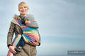 Chusta do noszenia dzieci, tkana splotem skośno-krzyżowym (100% bawełna) - RAFA KORALOWA - rozmiar XS #babywearing