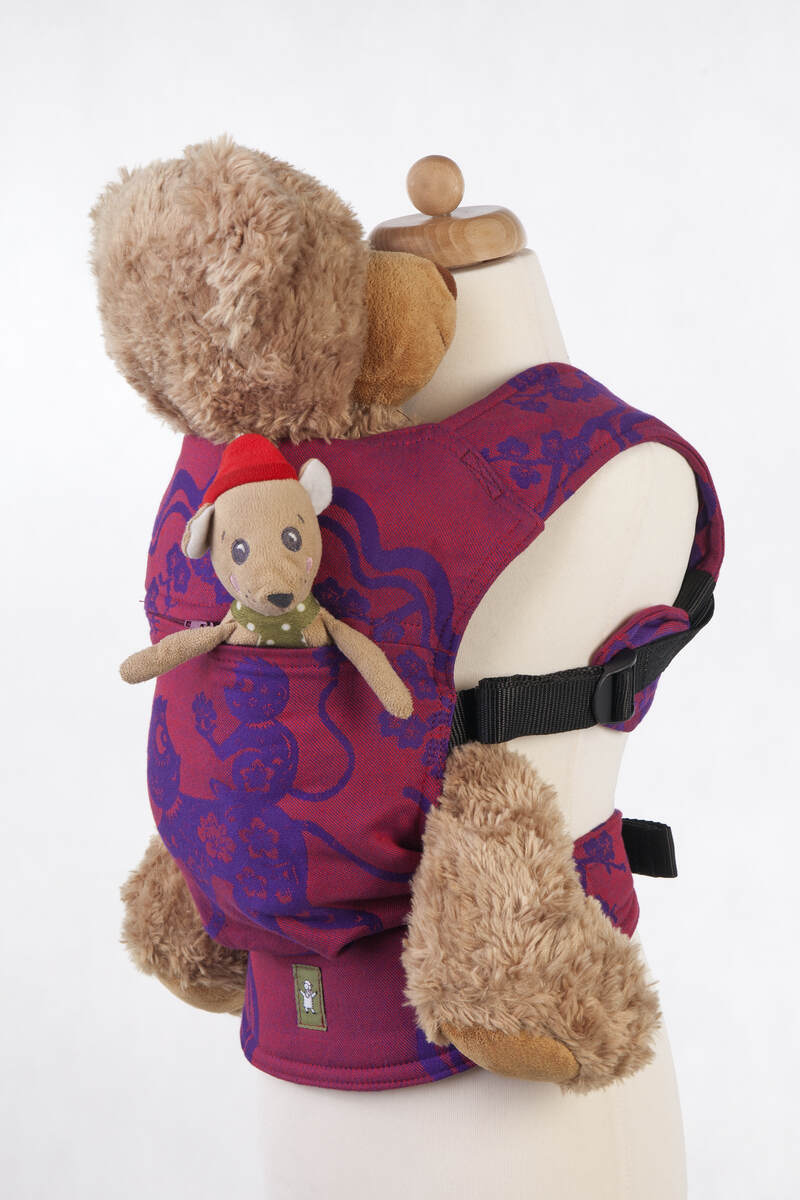 Doll Carrier made of woven fabric, 100 cotton MICO RED & PURPLE