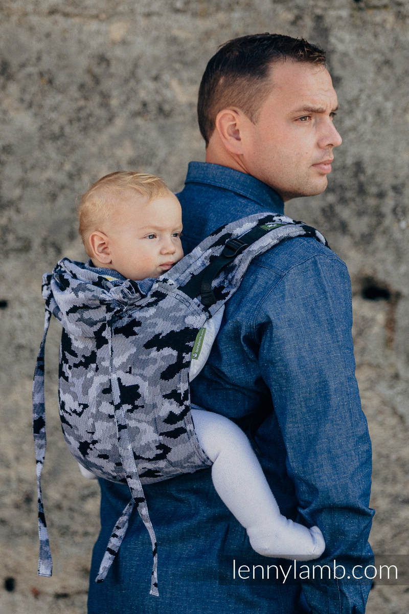 Lenny Buckle Onbuhimo baby carrier standard size jacquard weave 100 cotton GREY CAMO