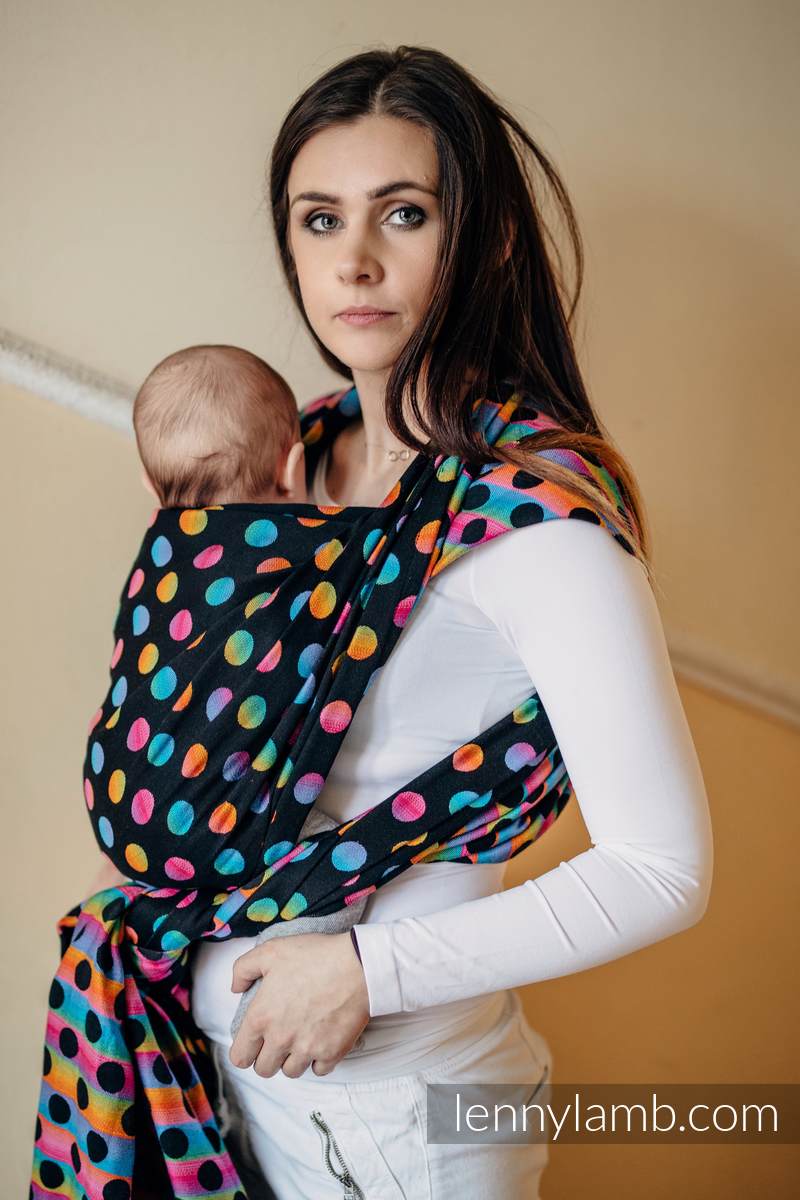 Baby Wrap Jacquard Weave 100 Cotton Polka Dots Rainbow Dark Size S