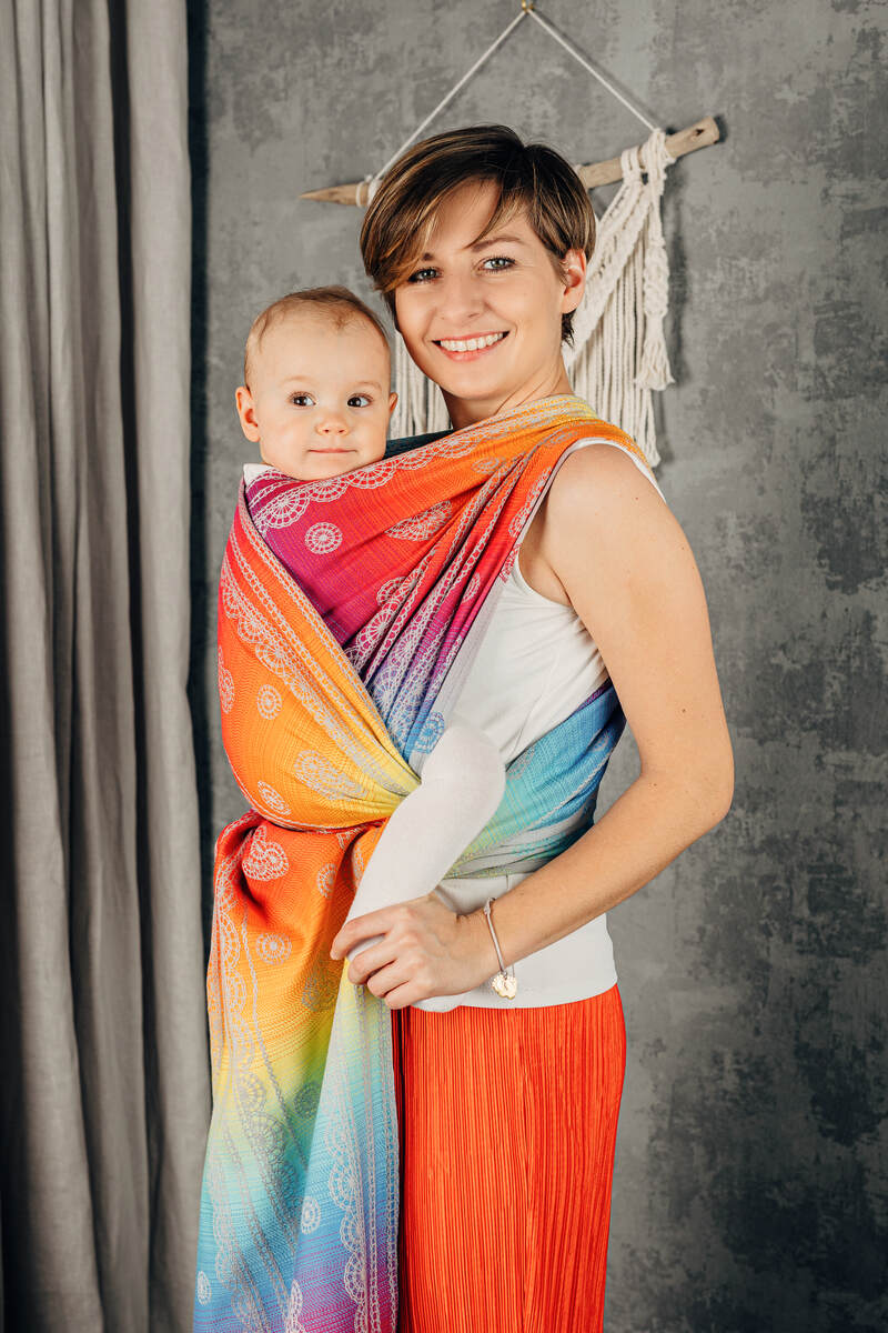 Baby Wrap, Jacquard Weave (100 cotton) RAINBOW LACE SILVER size M
