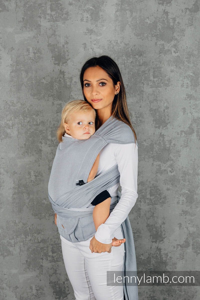 My First Baby Carrier LennyHybrid Half Buckle Standard Size herringbone weave 100 cotton LITTLE HERRINGBONE GREY