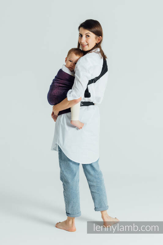 Mochila LennyHip (½ del portabebés LennyTwin), talla estándar, tejido jaqurad 100% algodón - WILD WINE - BOUQUET #babywearing