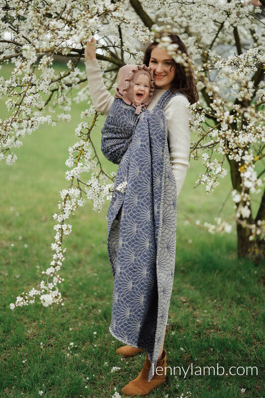 Żakardowa chusta do noszenia dzieci, splot kieszonkowy (61% bawełna, 39% jedwab tussah) - LOTOS - SHORE - rozmiar XS #babywearing