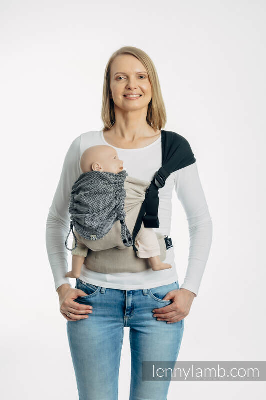 Baby carrier hood (100% cotton) - LITTLE HERRINGBONE OMBRE GREY #babywearing
