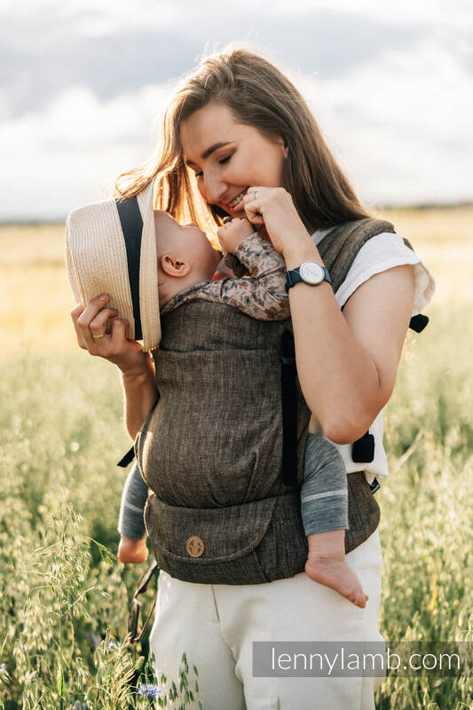 Marsupio LennyLight, misura Standard, tessitura chevron, (100% lino) - ARROW - WOOD #babywearing