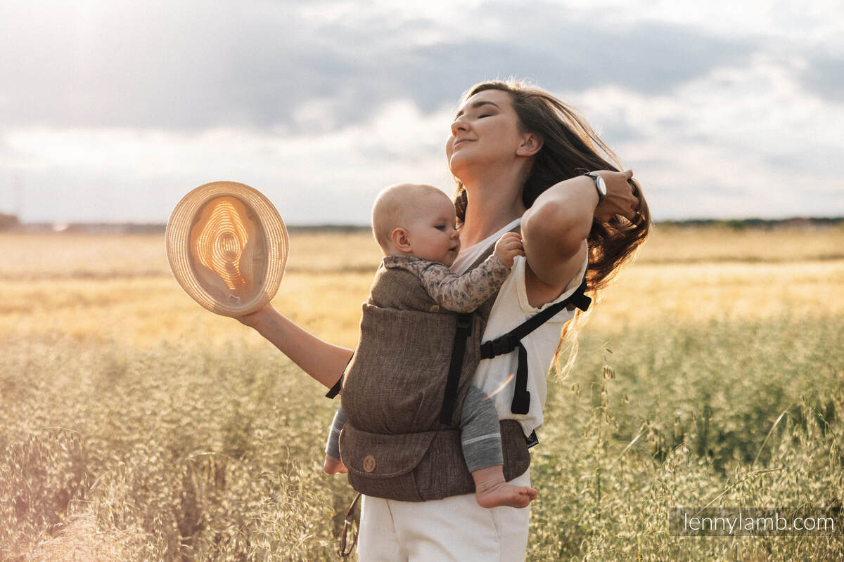 Mochila LennyLight, talla estándar, tejido chevron (100% lino) - conversión de fular ARROW - WOOD #babywearing