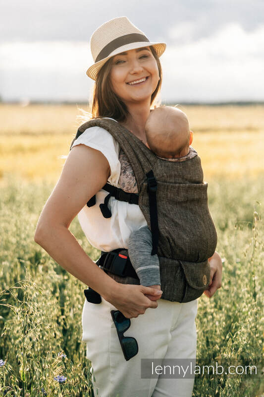 LennyLight Tragehilfe, Größe Standard, Chevrondwebung, 100% Leinen - ARROW - WOOD #babywearing