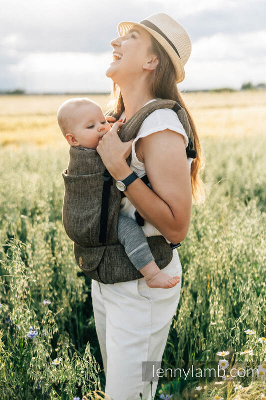 Mochila LennyLight, talla estándar, tejido chevron (100% lino) - conversión de fular ARROW - WOOD #babywearing