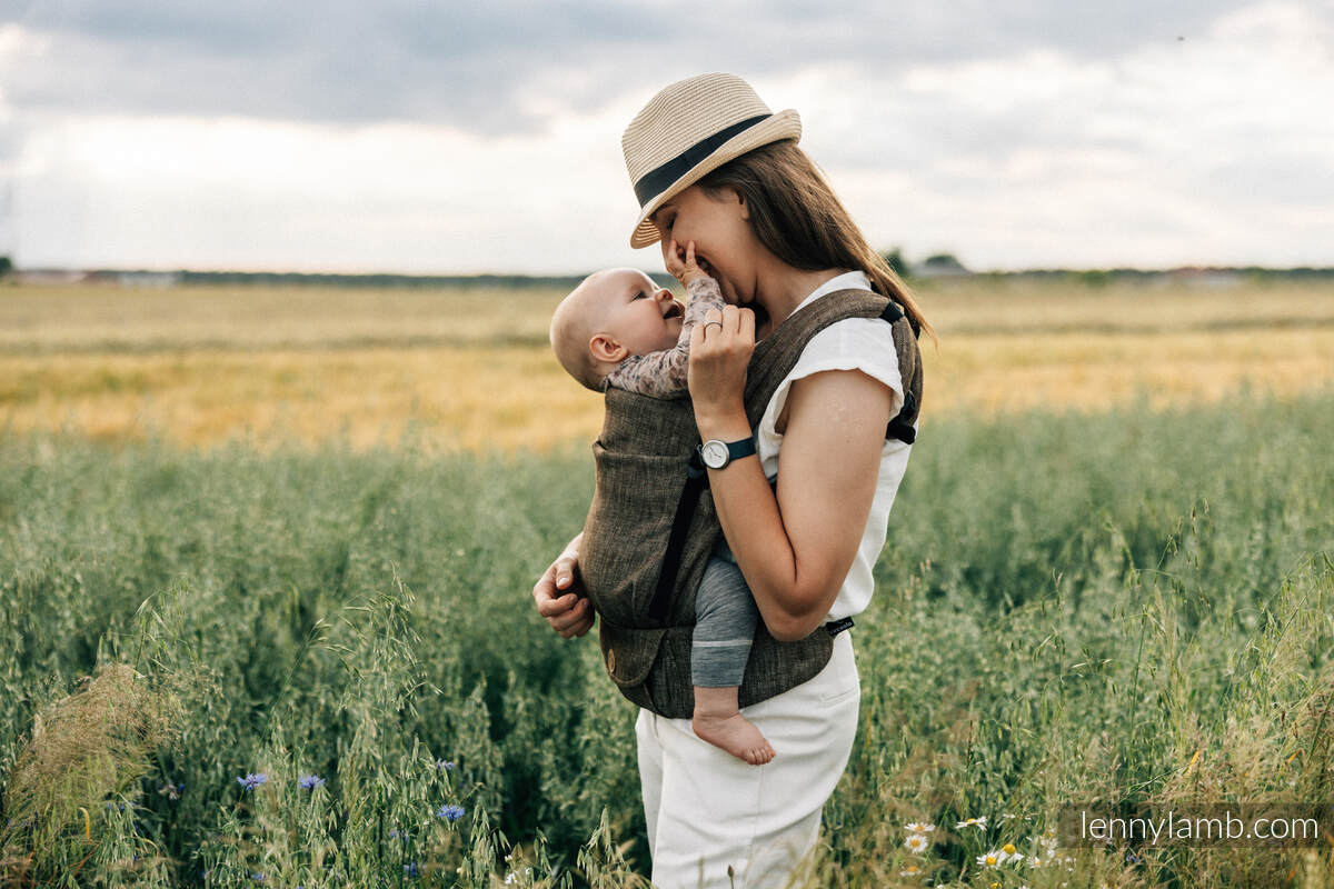 Mochila LennyLight, talla estándar, tejido chevron (100% lino) - conversión de fular ARROW - WOOD #babywearing