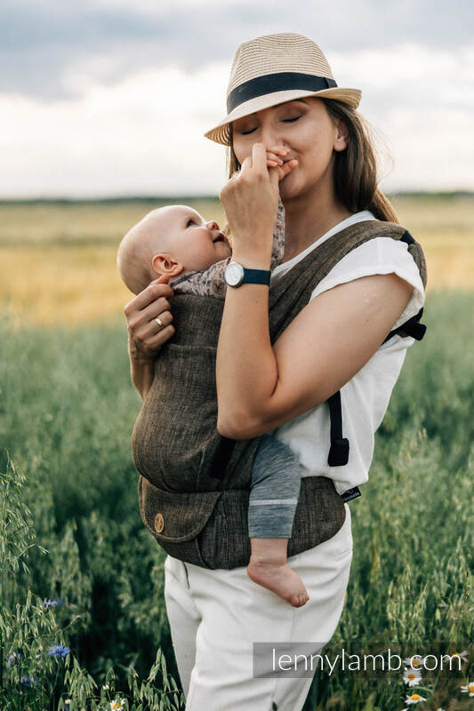 LennyLight Tragehilfe, Größe Standard, Chevrondwebung, 100% Leinen - ARROW - WOOD #babywearing