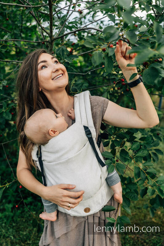 Mochila LennyLight, talla estándar, tejido chevron (100% lino) - conversión de fular ARROW - WHISPER #babywearing