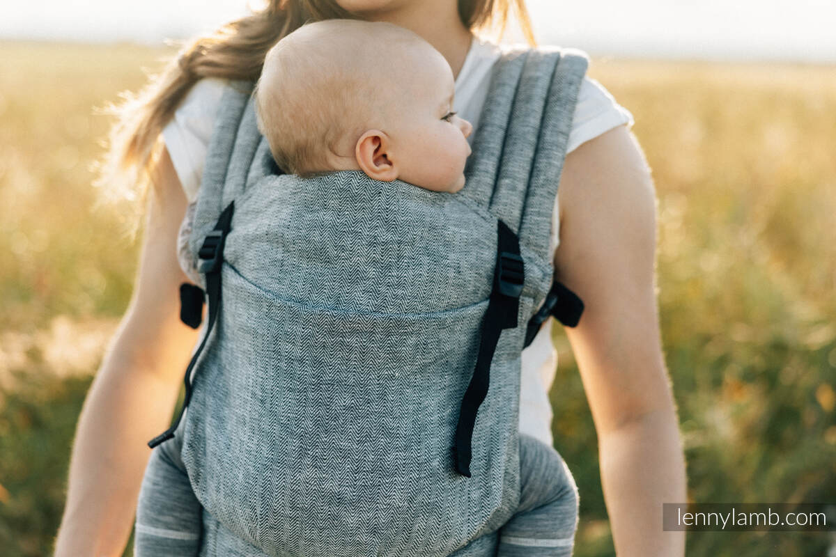 Mochila LennyLight, talla estándar, tejido chevron(100% lino) - conversión de fular ARROW - WAVE #babywearing