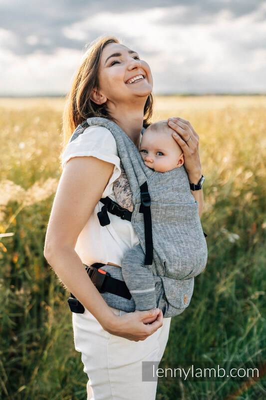 Mochila LennyLight, talla estándar, tejido chevron(100% lino) - conversión de fular ARROW - WAVE #babywearing