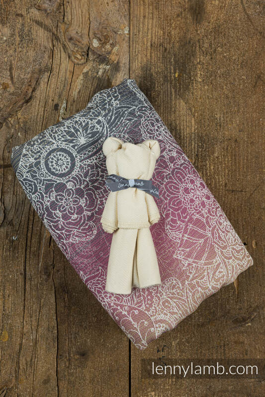 Zestaw na Baby Shower - Żakardowa chusta do noszenia dzieci - DZIKIE WINO - VINEYARD i Miś z pieluszki #babywearing