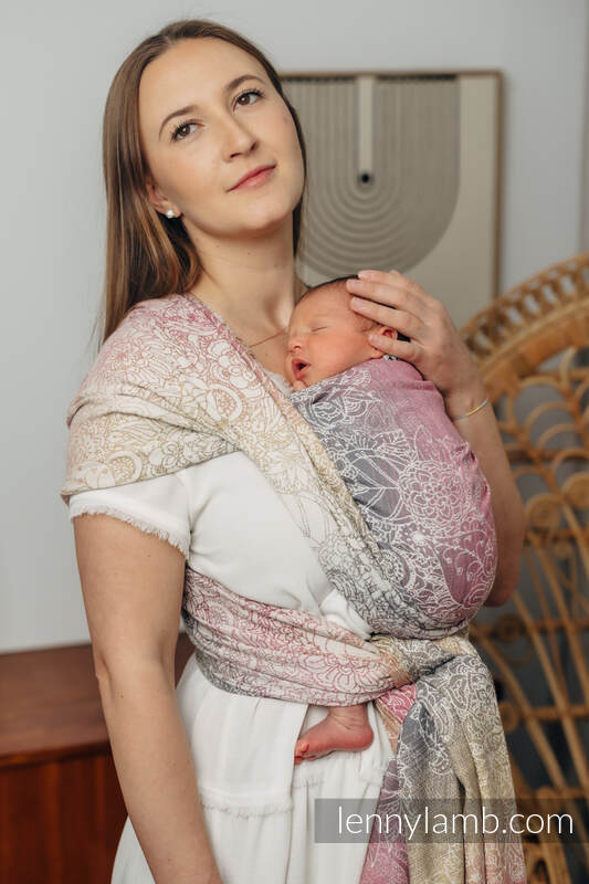 Zestaw na Baby Shower - Żakardowa chusta do noszenia dzieci - DZIKIE WINO - VINEYARD i Miś z pieluszki #babywearing