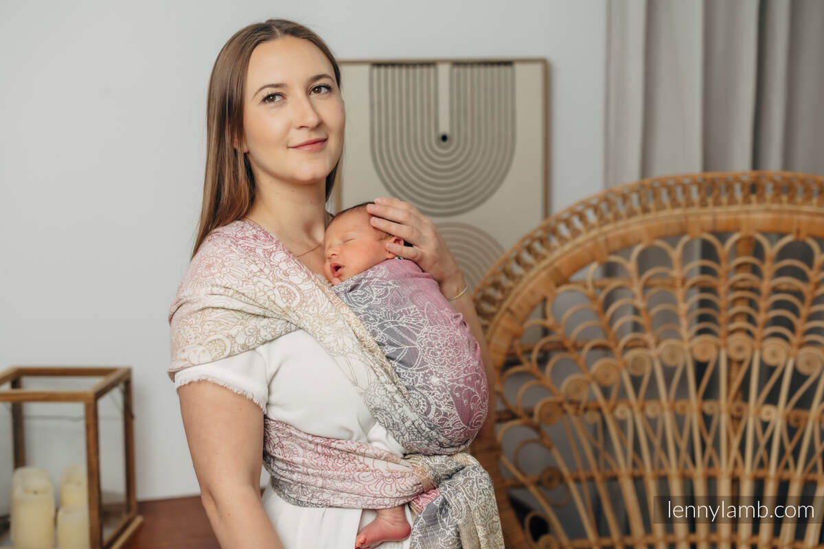 Zestaw na Baby Shower - Żakardowa chusta do noszenia dzieci - DZIKIE WINO - VINEYARD i Miś z pieluszki #babywearing