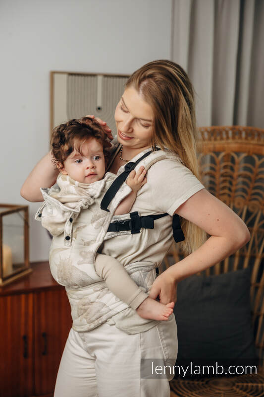 Nosidełko Ergonomiczne LennyGo z tkaniny żakardowej 100% bawełna , Baby Size - PARK JURAJSKI - ICE DESERT #babywearing