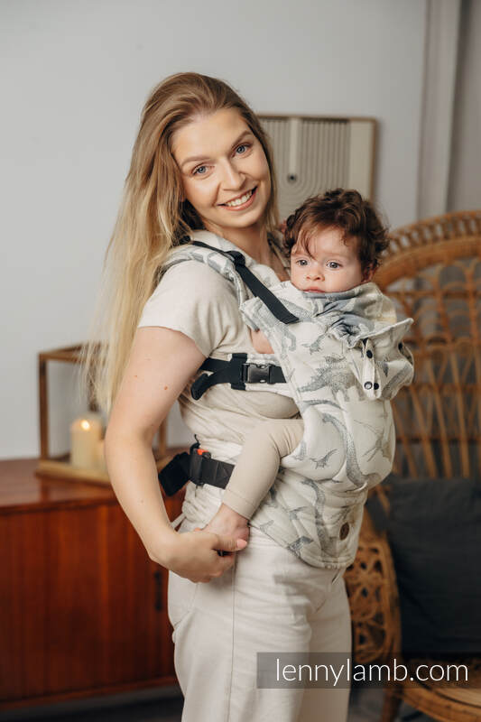 Nosidełko Ergonomiczne LennyGo z tkaniny żakardowej 100% bawełna , Baby Size - PARK JURAJSKI - ICE DESERT #babywearing