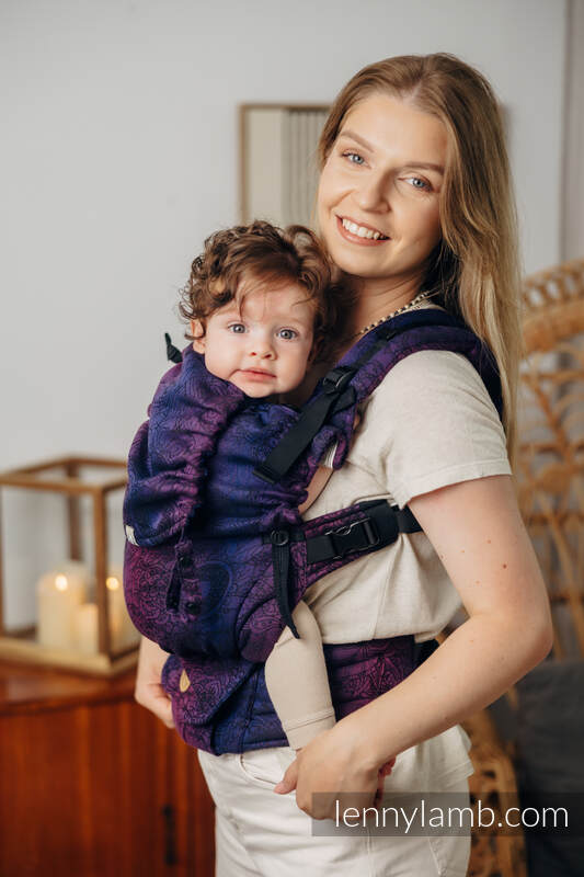 Mochila LennyUpGrade, talla estándar, tejido jaqurad 100% algodón - WILD WINE - BOUQUET #babywearing