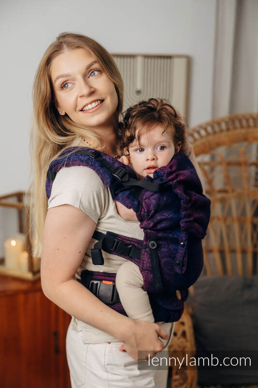 Porte-bébé LennyUpGrade, taille standard, jacquard, 100% coton - WILD WINE - BOUQUET #babywearing