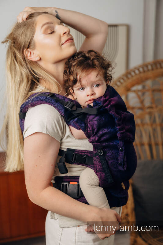 LennyUpGrade Carrier, Standard Size, jacquard weave 100% cotton - WILD WINE - BOUQUET #babywearing