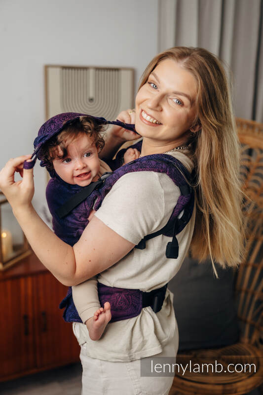 Mochila LennyUpGrade, talla estándar, tejido jaqurad 100% algodón - WILD WINE - BOUQUET #babywearing