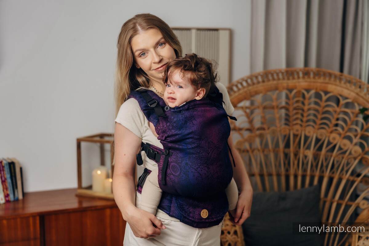 Porte-bébé LennyUpGrade, taille standard, jacquard, 100% coton - WILD WINE - BOUQUET #babywearing