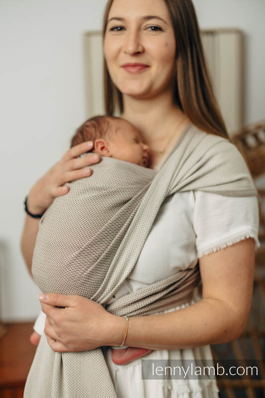 Baby sling for babies with low birthweight, Herringbone Weave, 100% cotton - ALMOND - size XL #babywearing