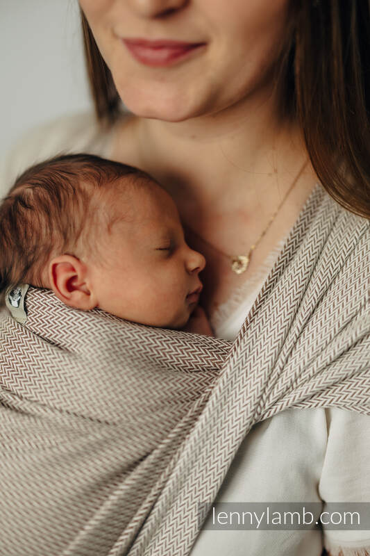 Baby sling for babies with low birthweight, Herringbone Weave, 100% cotton - ALMOND - size L #babywearing