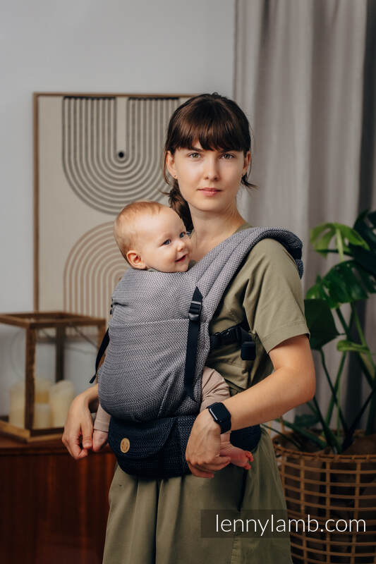 LennyLight Carrier, Standard Size, herringbone weave 100% cotton - LITTLE HERRINGBONE OMBRE GREY  #babywearing