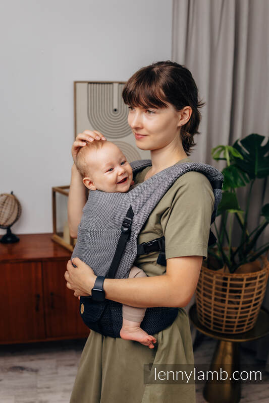 LennyLight Carrier, Standard Size, herringbone weave 100% cotton - LITTLE HERRINGBONE OMBRE GREY  #babywearing