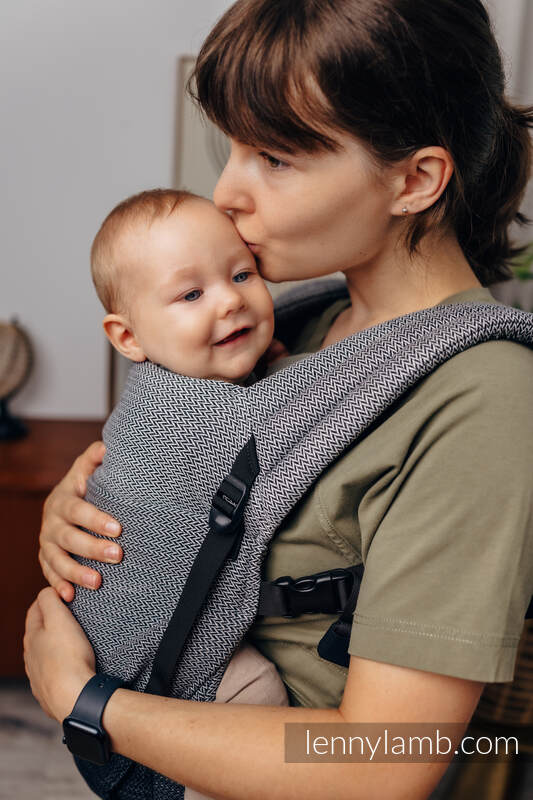 LennyLight Carrier, Standard Size, herringbone weave 100% cotton - LITTLE HERRINGBONE OMBRE GREY  #babywearing