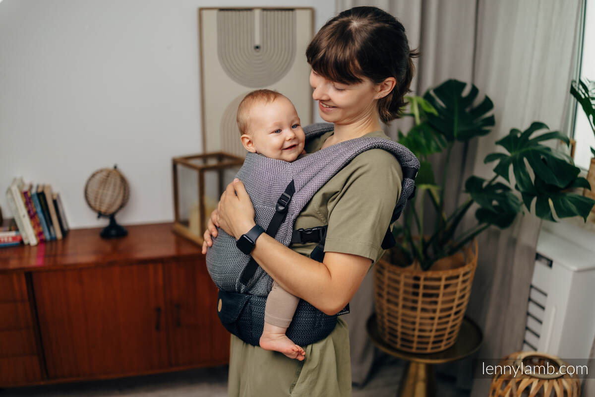 LennyLight Carrier, Standard Size, herringbone weave 100% cotton - LITTLE HERRINGBONE OMBRE GREY  #babywearing