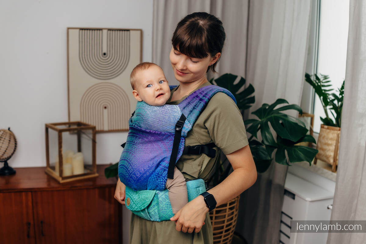 Nosidełko LennyLight z tkaniny żakardowej 100% bawełna , rozmiar standard - PAWI OGON - FANTAZJA #babywearing