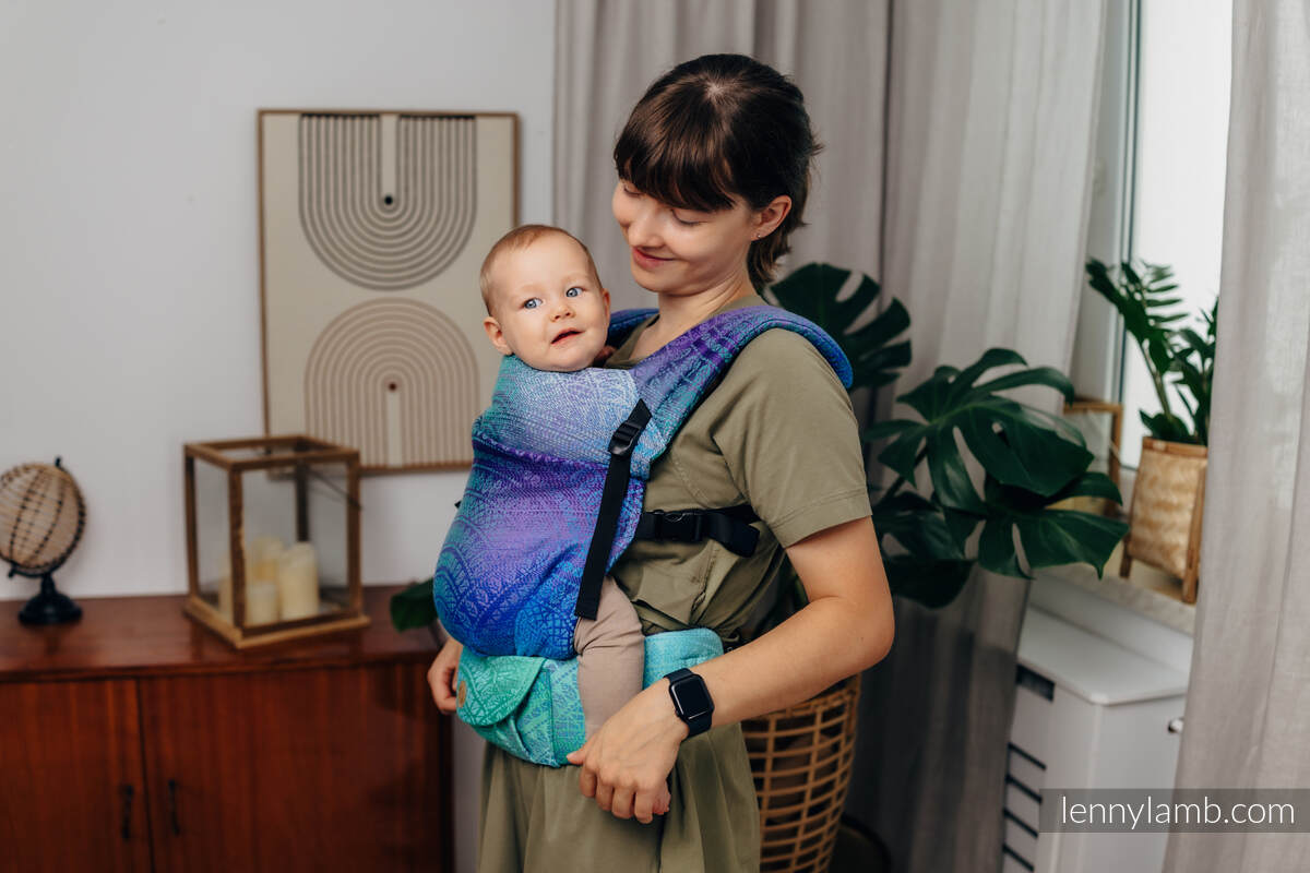 Nosidełko LennyLight z tkaniny żakardowej 100% bawełna , rozmiar standard - PAWI OGON - FANTAZJA #babywearing