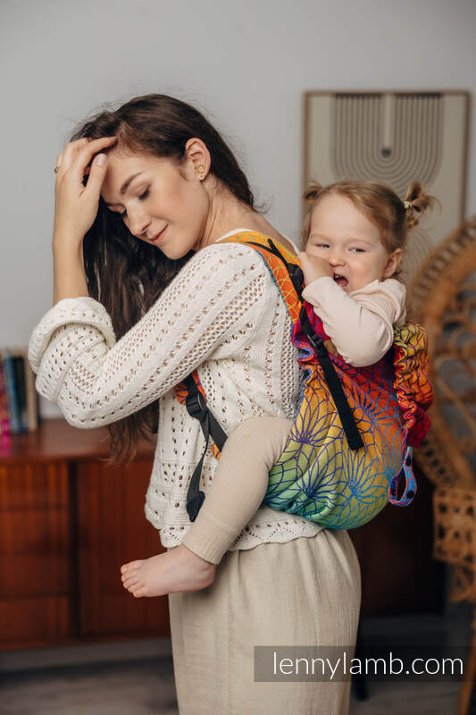 Lenny Buckle Onbuhimo baby carrier, preschool size, jacquard weave (100% cotton) - RAINBOW LOTUS  #babywearing