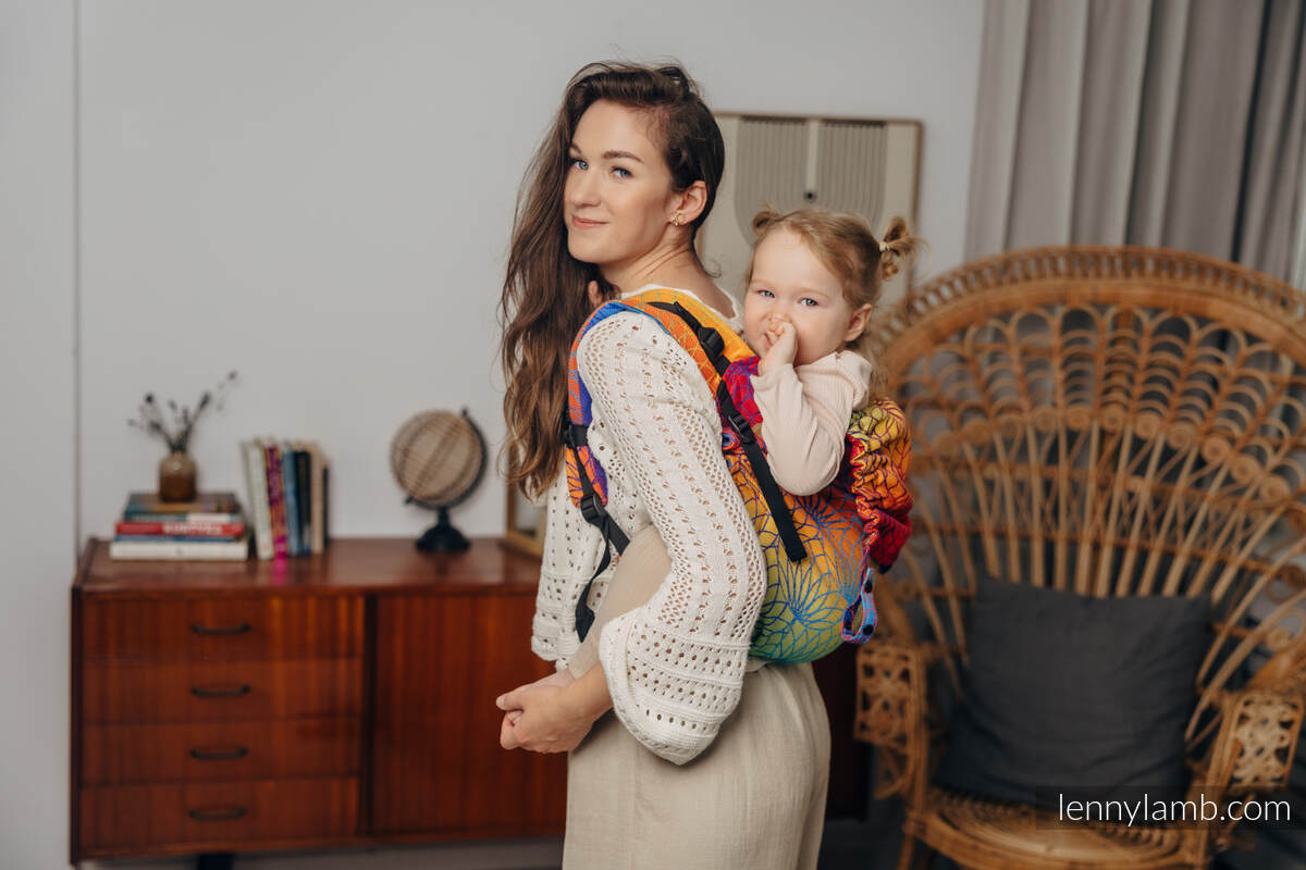 Lenny Buckle Onbuhimo baby carrier, preschool size, jacquard weave (100% cotton) - RAINBOW LOTUS  #babywearing