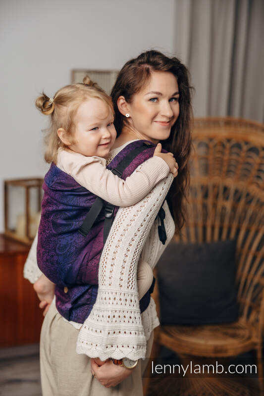 LennyPreschool Carrier, Preschool Size, jacquard weave 100% cotton - WILD WINE - BOUQUET #babywearing