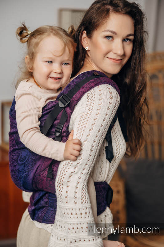 LennyPreschool Carrier, Preschool Size, jacquard weave 100% cotton - WILD WINE - BOUQUET #babywearing