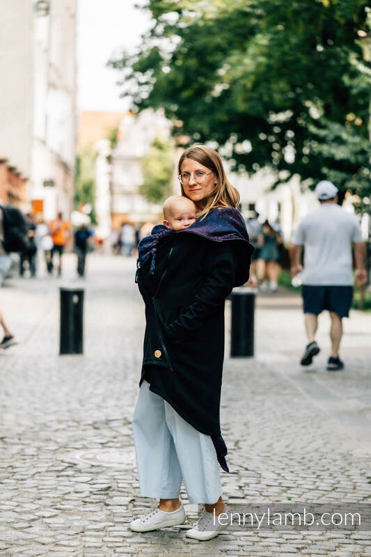 Asymmetrical Hoodie - Black with Wild Wine - Bouquet - size M #babywearing