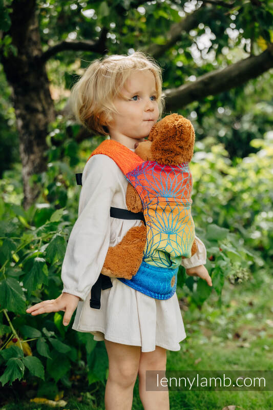 Nosidełko dla lalek z tkaniny chustowej - TĘCZOWY LOTOS #babywearing