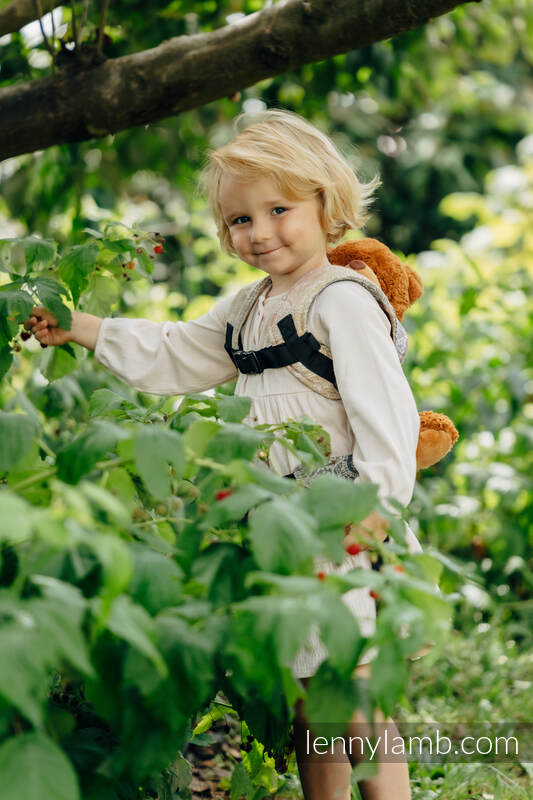 Mochila portamuñecos hecha de tejido, 100% algodón - WILD WINE - VINEYARD #babywearing