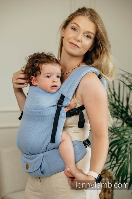 Meine erste Tragehilfe - LennyLight, Größe Standard, Fischgrätmuster, 100% Baumwolle - LITTLE HERRINGBONE SKYLIGHT  #babywearing