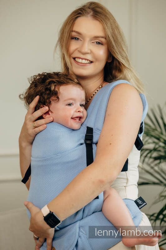 Mochila LennyLight, talla estándar, tejido herringbone 100% algodón - LITTLE HERRINGBONE SKYLIGHT  #babywearing