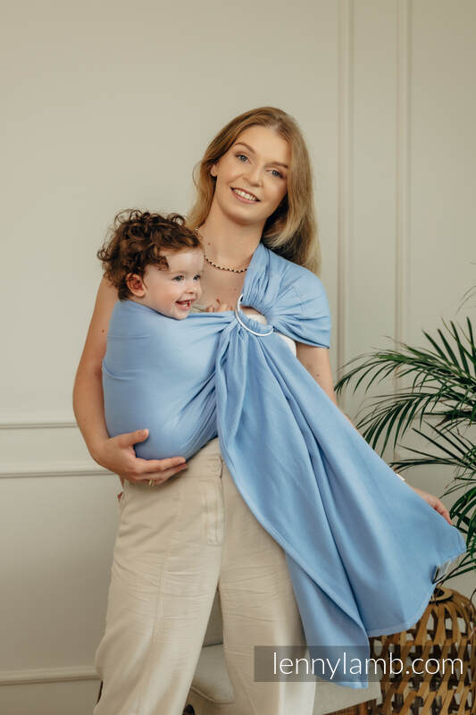 Sling de la gamme de base, d’écharpes (100 % coton) - avec épaule sans plis - LITTLE HERRINGBONE SKYLIGHT - standard 1.8m #babywearing